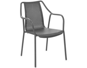 Fauteuil de jardin empilable en aluminium Bari (Gris perle)