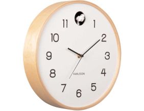 Horloge en bois de bouleau Natural Cuckoo (Blanc)