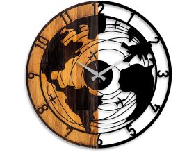 Horloge en bois et métal Clock (Mappemonde)