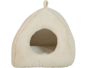 Igloo pour chat en fourrure Olympe 46 x 46 cm (Crème)