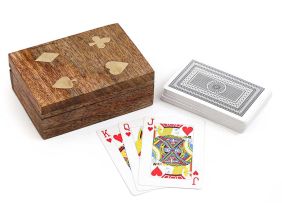 Jeu de cartes avec boite de rangement en manguier