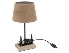 Lampe en métal et bois décor Forêt (1 ours + 2 sapins)