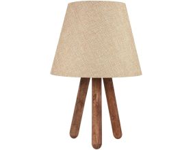 Lampe à poser trepieds bois et tissu Carla (Hêtre et crème)