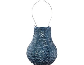 Lanterne solaire Bulb 16 cm (Ikat - Bleu pétrole)