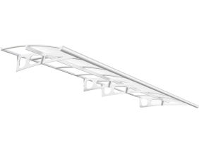 Marquise de porte en aluminium blanc et polycarbonate transparent Bordeaux (447 x 139 cm)