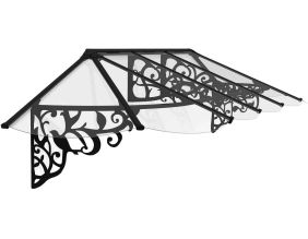 Marquise de porte en aluminium et polycarbonate Lily (319 x 88 cm)