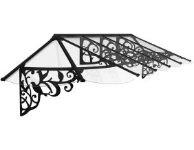 Marquise de porte en aluminium et polycarbonate Lily (370 x 88  cm)