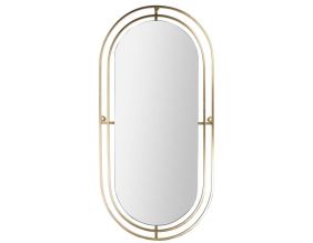 Miroir art déco en métal doré 90 cm