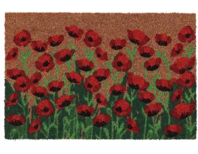 Paillasson en coco et PVC 60 x 40 cm (Coquelicots)