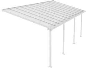 Pergola à adosser en aluminium blanc et polycarbonate Olympia (3 x 7.4 m)