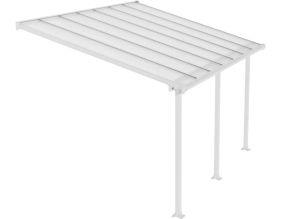 Pergola à adosser en aluminium blanc et polycarbonate Olympia (3 x 4.3 m)