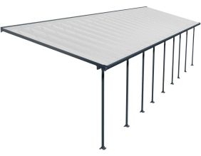 Pergola à adosser en aluminium gris et polycarbonate Feria (3 x 12.8 m)