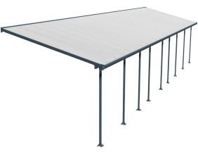 Pergola à adosser en aluminium gris et polycarbonate Feria (3 x 13.4 m)