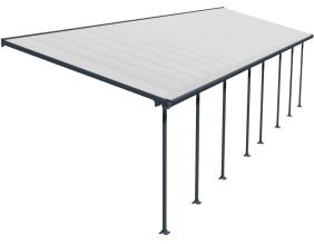 Pergola à adosser en aluminium gris et polycarbonate Feria (3 x 10.4 m)