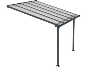 Pergola à adosser en aluminium gris et polycarbonate Olympia (3 x 3m)