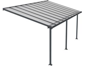 Pergola à adosser en aluminium gris et polycarbonate Olympia (3 x 6.2 m)