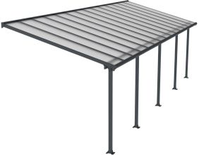 Pergola à adosser en aluminium gris et polycarbonate Olympia (3 x 8.6 m)