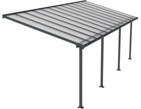 Pergola à adosser en aluminium gris et polycarbonate Olympia (3 x 7.4 m)