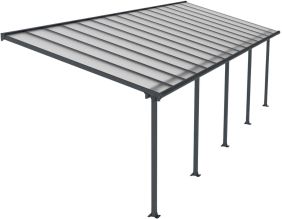 Pergola à adosser en aluminium gris et polycarbonate Olympia (3 x 9.2 m)