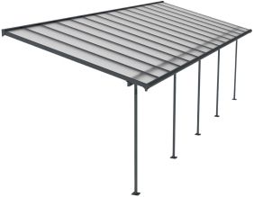 Pergola à adosser en aluminium gris et polycarbonate Sierra (3 x 8.6 m)