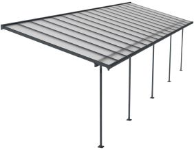 Pergola à adosser en aluminium gris et polycarbonate Sierra (3 x 9.7 m)