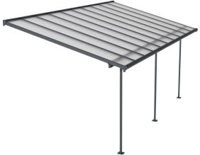 Pergola à adosser en aluminium gris et polycarbonate Sierra (3 x 6.2 m)