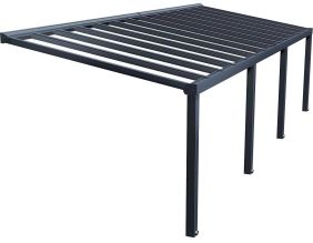 Pergola à adosser en aluminium gris et polycarbonate Stockholm (3.4 x 9.5 m)