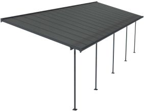 Pergola à adosser en aluminium et polycarbonate gris Capri (3 x 9.7 m)