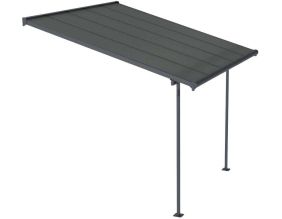 Pergola à adosser en aluminium et polycarbonate gris Capri (3 x 3 m)