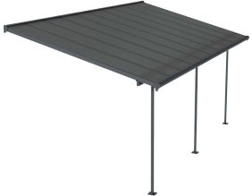 Pergola à adosser en aluminium et polycarbonate gris Capri (3 x 6.2 m)