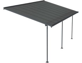 Pergola à adosser en aluminium et polycarbonate gris Capri (3 x 5.6 m)