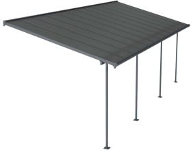 Pergola à adosser en aluminium et polycarbonate gris Capri (3 x 7.4 m)