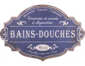 Plaque métallique découpée style rétro (Bains-douches)