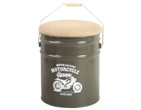 Pouf coffre de rangement en métal Motorcycle