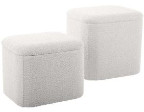 Pouf en tissu bouclette Ada (Blanc)