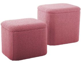 Pouf en tissu bouclette Ada (Rose pâle)