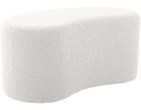 Pouf en tissu bouclette Ada Wave (Blanc)