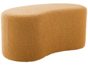 Pouf en tissu bouclette Ada Wave (Jaune ocre)