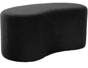 Pouf en tissu bouclette Ada Wave (Noir)