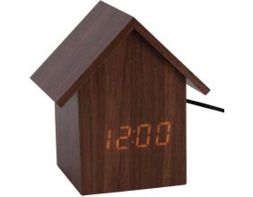 Réveil led en bois House (Bois foncé)