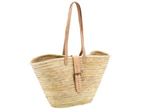 Sac en palmier et cuir beige