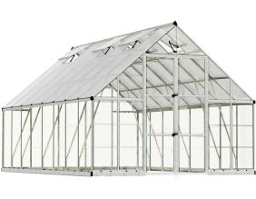 Serre de jardin en aluminium argent et polycarbonate Balance (14.7m²)