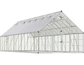 Serre de jardin en aluminium argent et polycarbonate Balance (25.7m²)