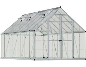 Serre de jardin en aluminium argent et polycarbonate Balance (11.9m²)