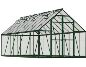 Serre de jardin en aluminium vert et polycarbonate Balance (14.8m²)