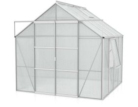 Serre de jardin en polycarbonate 6 mm et aluminium anodisé Jupiter (Longueur de 258 cm)