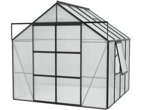 Serre de jardin en polycarbonate 4 mm et aluminium noir Jupiter (Longueur de 383 cm)