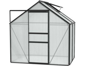 Serre de jardin en polycarbonate 4 mm et aluminium noir Venus (Longueur de 257 cm)