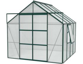 Serre de jardin en polycarbonate 4 mm et aluminium vert emeraude Jupiter (Longueur de 383 cm)