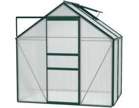 Serre de jardin en polycarbonate 4 mm et aluminium vert émeraude Venus (Longueur de 257 cm)